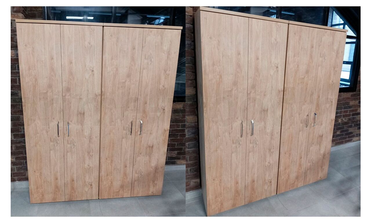 Гардероб широкий глубокий ONIX 80x60x198 цвет: Тиквуд Светлый - фото со сборки
