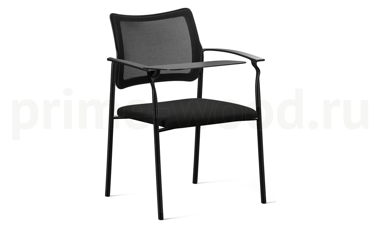 Стул офисный для посетителя Pinko Mesh на опорах (пюпитр) арт. Pinko Mesh 4legs black Arms+WT - фото 0